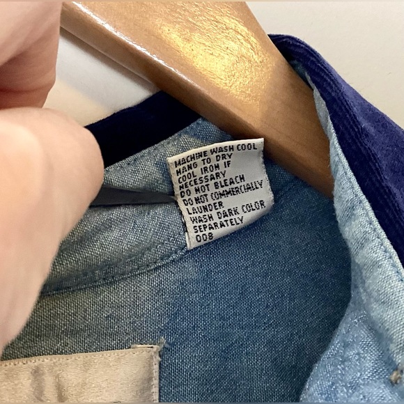 Vtg Whitney Lang Chambray Shirt Size 8 Corduroy Contrast Trim Relaxed Country - Picture 9 of 9